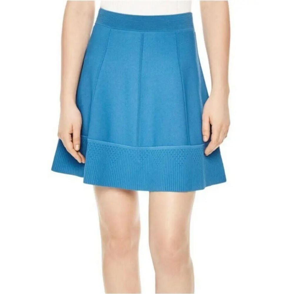 Sandro Paris blue mini flare skater knit textured skirt size 1 (US Small)